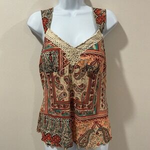 Vintage  Studio 1940 Womens Y2K Floral Fairy Babydoll Top Sz Large Paisley Boho